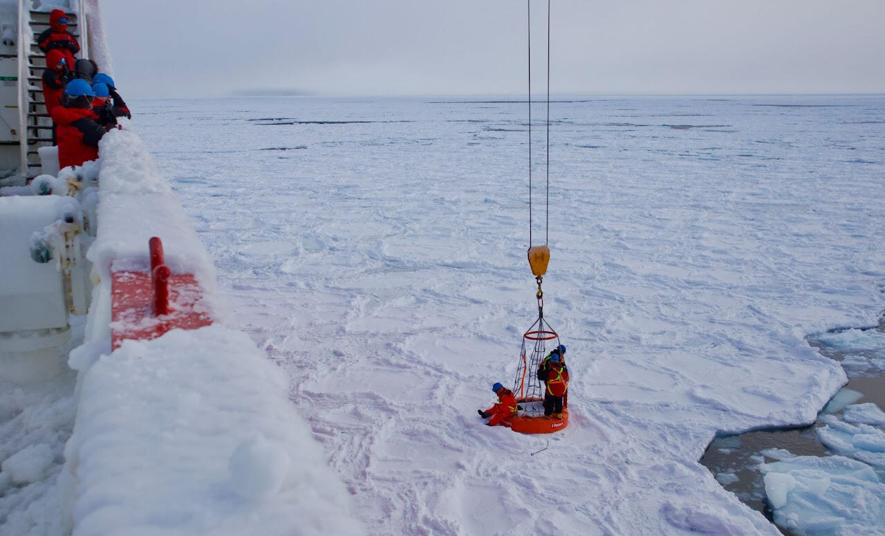 Letizia Tedesco doing ice coring in the Southern Ocean